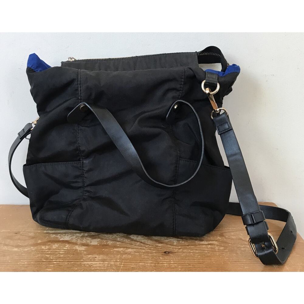 Zara Basic Collection Black Vegan Fabric Faux Leather Purse Shoulder Handbag